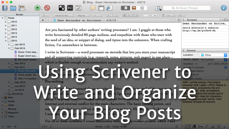 Using Scrivener To Write And Organize Your Blog Posts