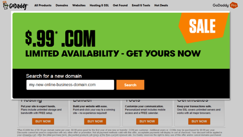 Godaddy new cheap domain coupon